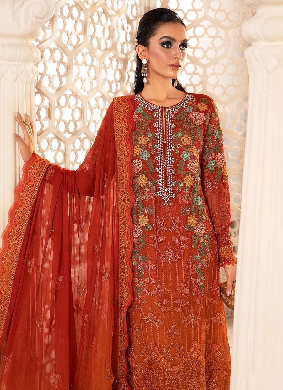 Salwar Kameez Maria.B | Burnt Orange And Rust Embroidered Pakistani Salwar Kameez