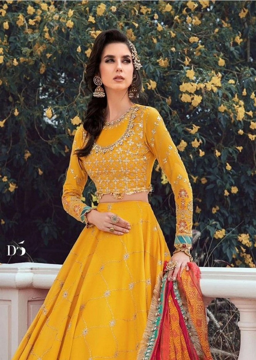 Salwar Kameez Maria.B | Yellow Embroidered Pakistani Anarkali Suit