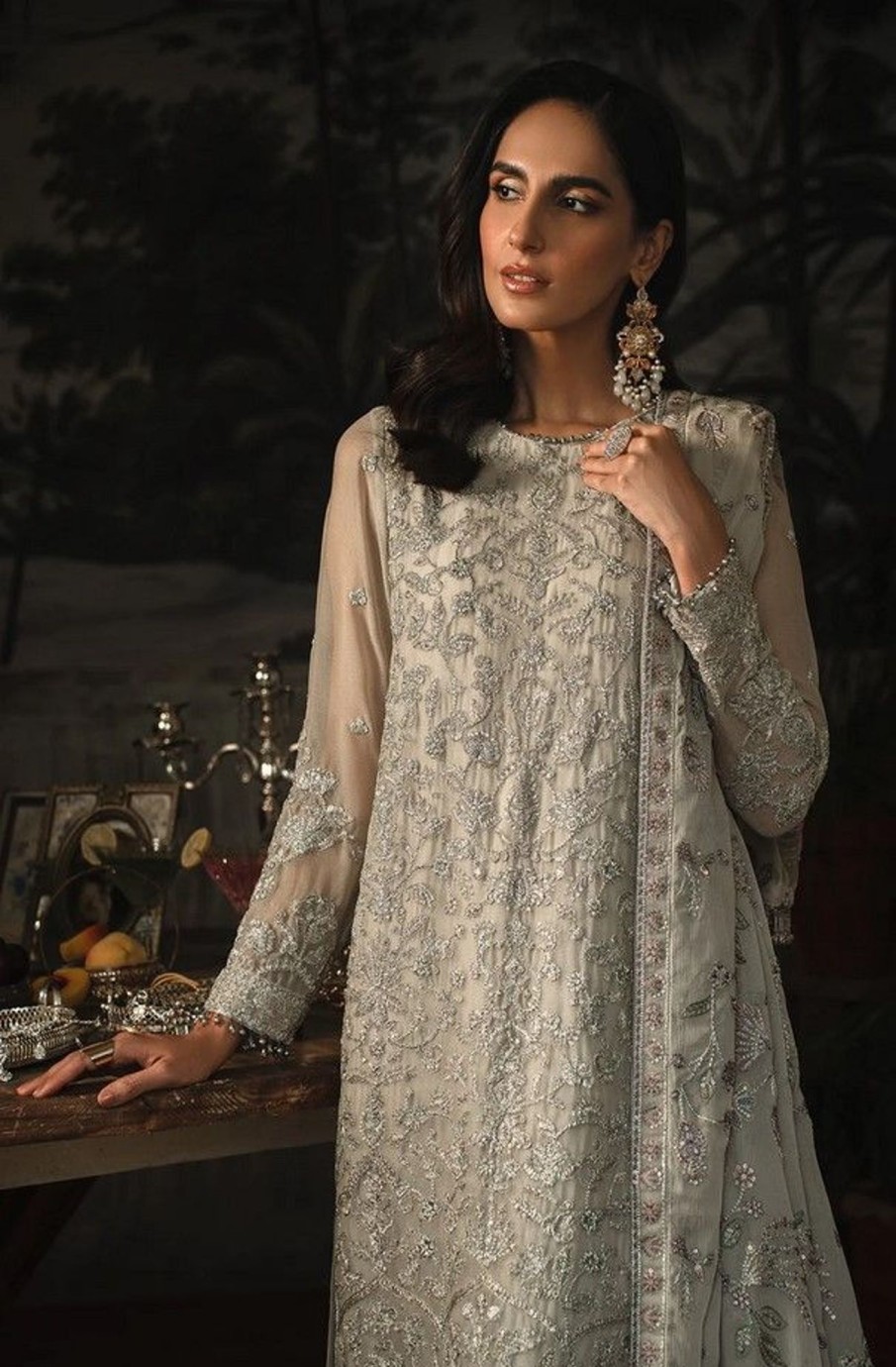 Salwar Kameez Zarif | Sandy Embroidered Pakistani Salwar Kameez