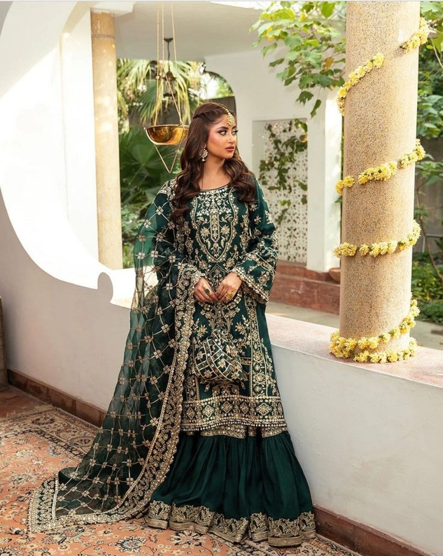 Salwar Kameez Faiza Saqlain | Ahin Embroidered Pakistani Sharara Suit