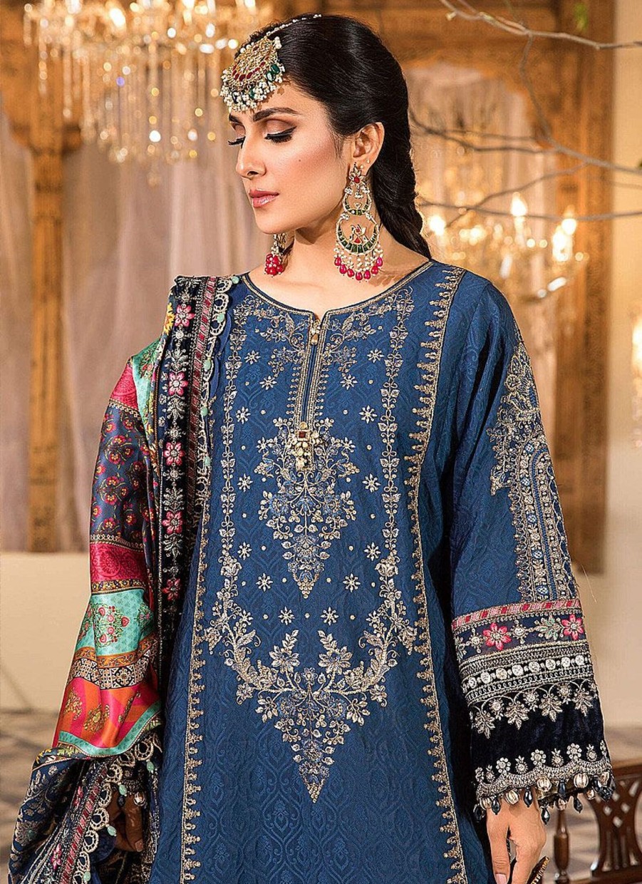 Salwar Kameez Maria.B | Midnight Blue Embroidered Pakistani Salwar Kameez