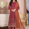 Salwar Kameez Zarif | Garnet Embroidered Pakistani Salwar Kameez