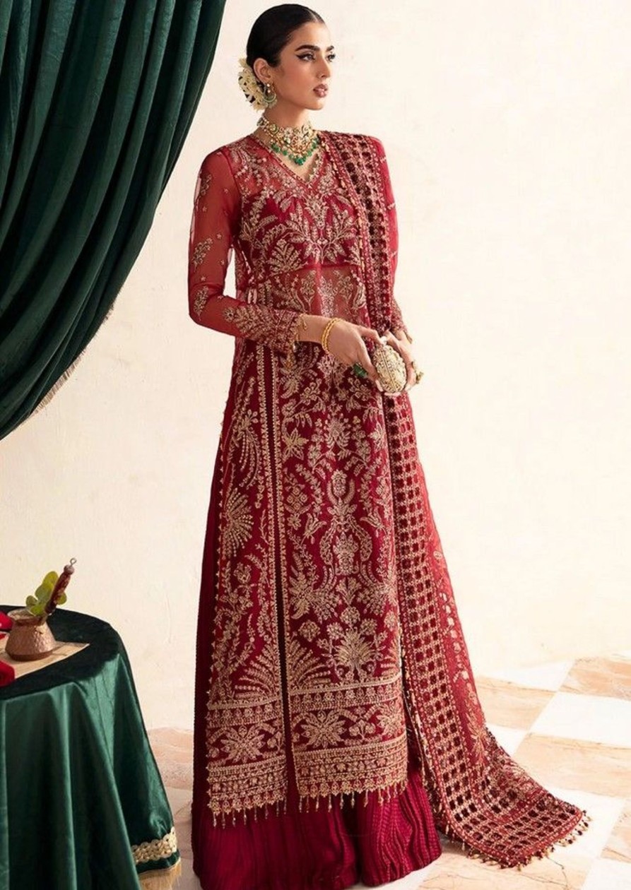 Salwar Kameez Alizeh | Merlot Embroidered Pakistani Palazzo Suit