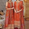 Salwar Kameez Noor | Tangerine Embroidered Pakistani Palazzo Suit