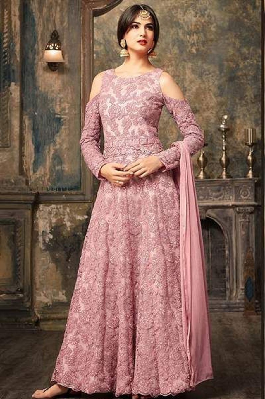 Salwar Kameez Maisha | Pink Net Embroidered Designer Anarkali