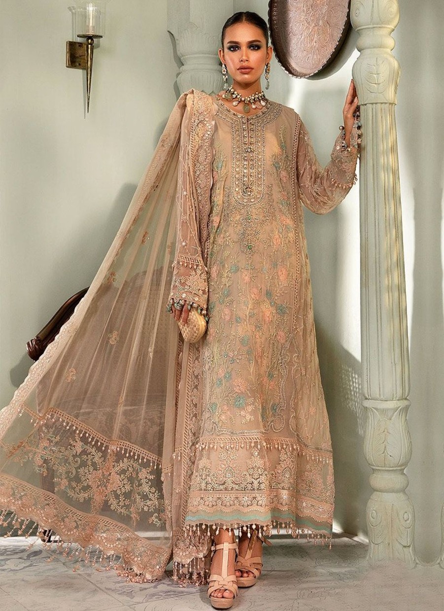 Salwar Kameez Maria.B | Nude Pink Embroidered Pakistani Salwar Kameez