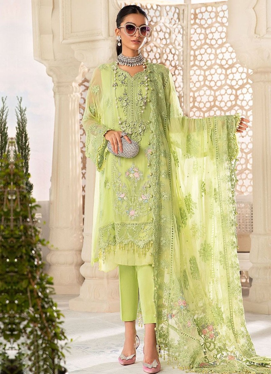 Salwar Kameez Maria.B | Lime Green Embroidered Pakistani Salwar Kameez