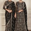 Sarees Zarif | Black Ruby Embroidered Pakistani Saree/ Anarkali