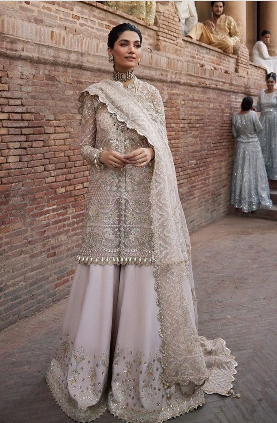 Salwar Kameez Afrozeh | Meharbano Embroidered Pakistani Palazzo Suit