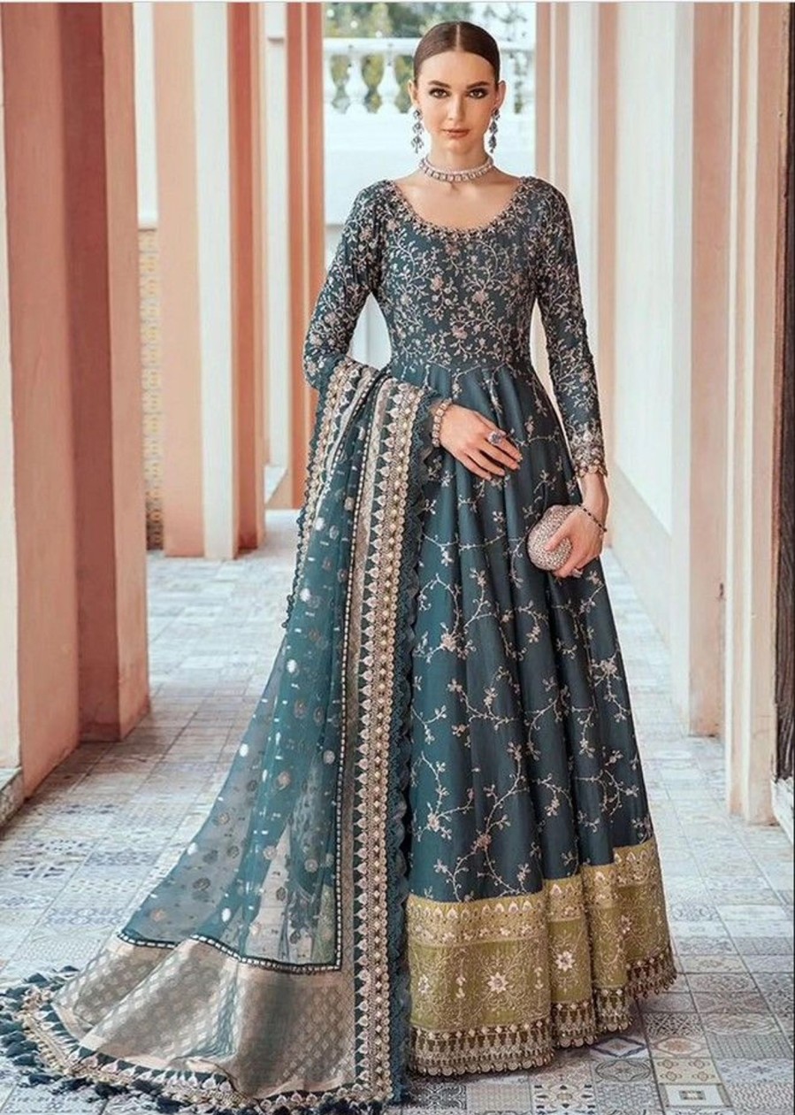 Salwar Kameez Maria.B | Teal Embroidered Pakistani Anarkali Suit