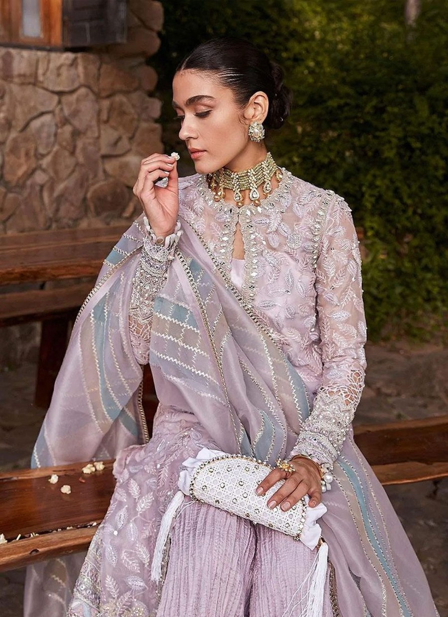 Salwar Kameez Suffuse | Amethyst Embroidered Pakistani Palazzo Suit