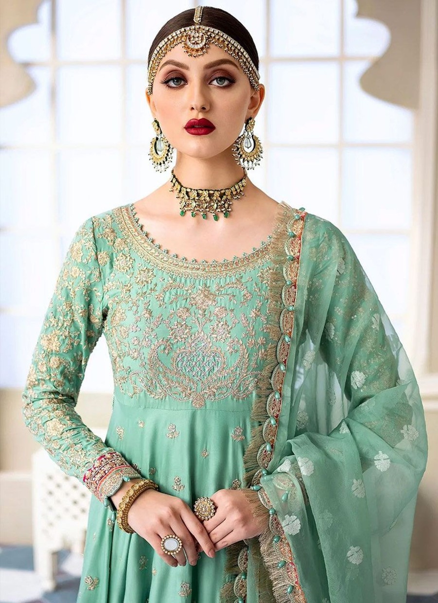 Salwar Kameez Maria.B | Aqua Embroidered Pakistani Anarkali