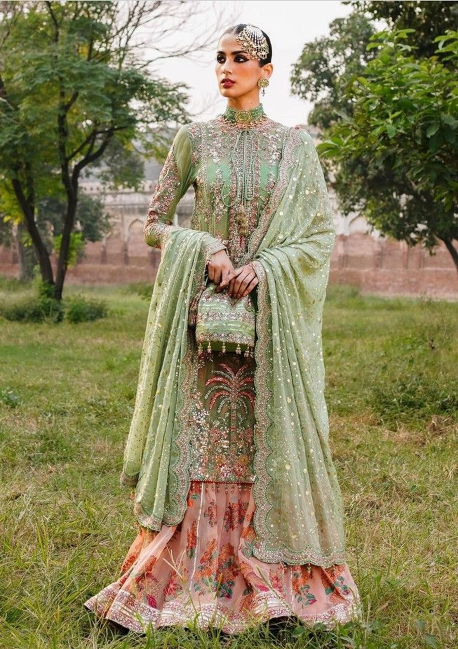 Salwar Kameez Hussain Rehar | Rang Embroidered Pakistani Palazzo Suit