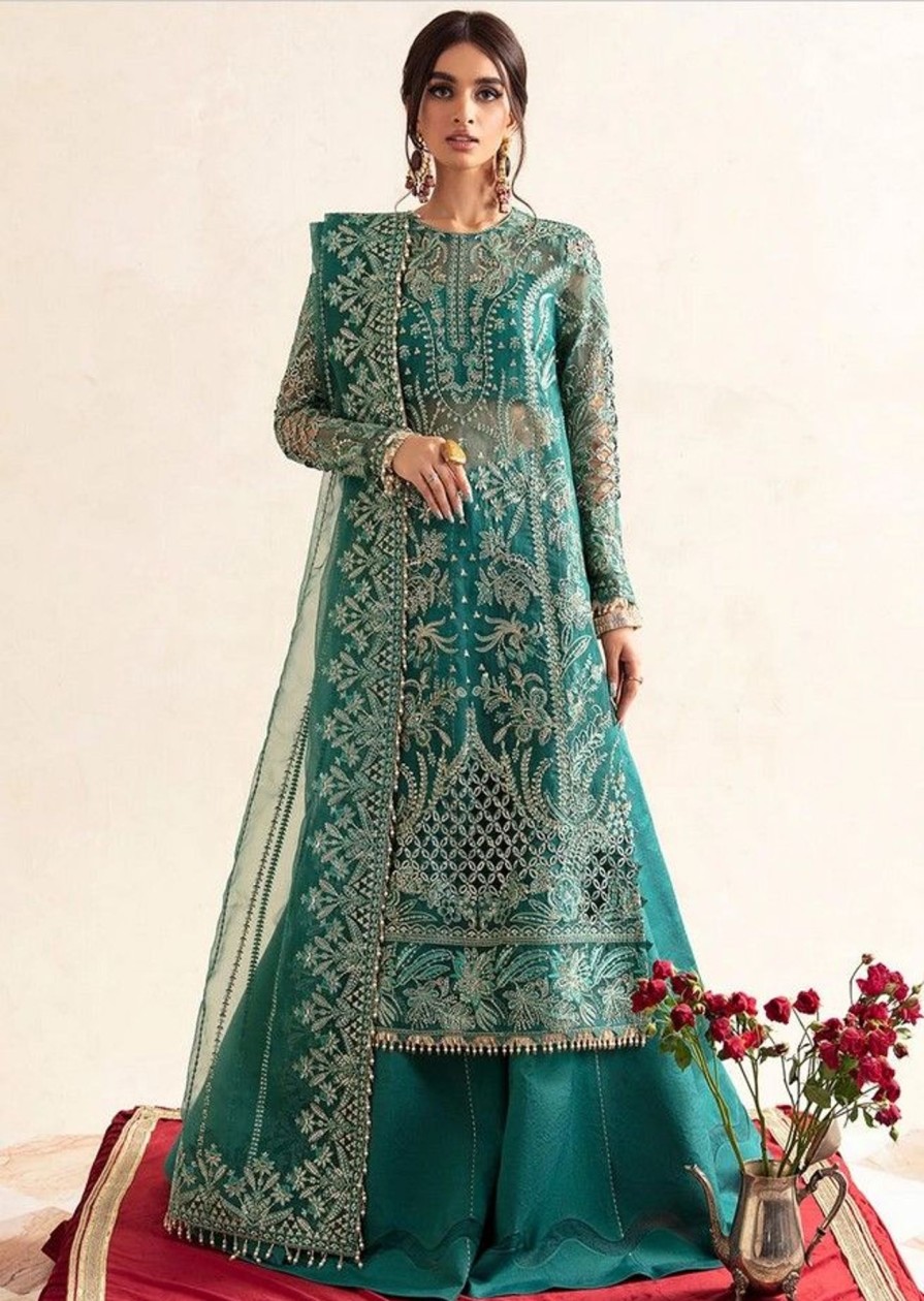 Salwar Kameez Alizeh | Peridot Embroidered Pakistani Palazzo Suit