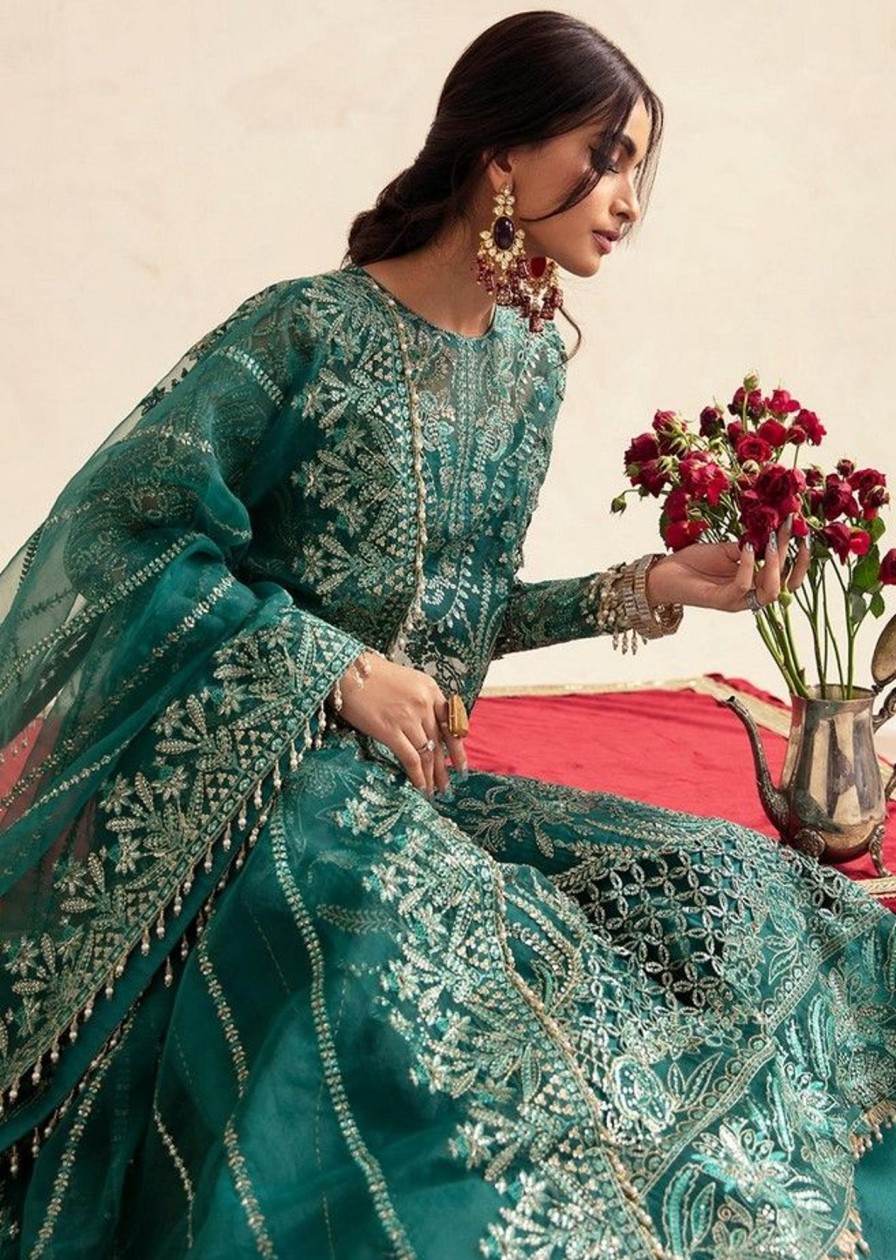 Salwar Kameez Alizeh | Peridot Embroidered Pakistani Palazzo Suit