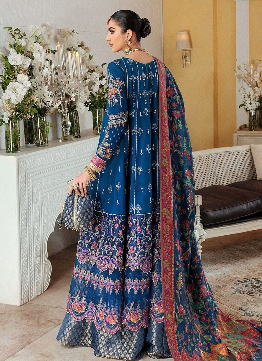 Salwar Kameez Noor | Azure Embroidered Pakistani Palazzo Suit