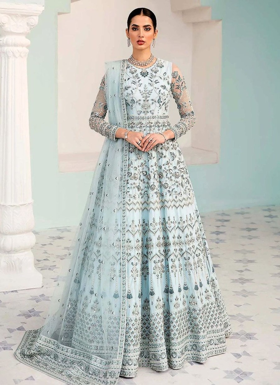 Salwar Kameez Akbar Aslam | Morganite Embroidered Pakistani Anarkali