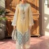 Salwar Kameez Crimson | Pale Yellow Embroidered Pakistani Salwar Kameez