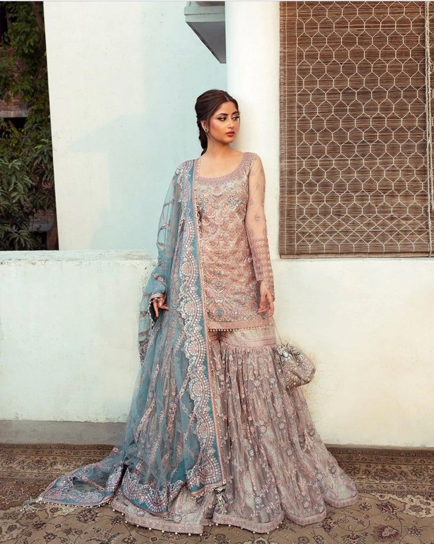 Salwar Kameez Faiza Saqlain | Aytan Embroidered Pakistani Gharara Suit