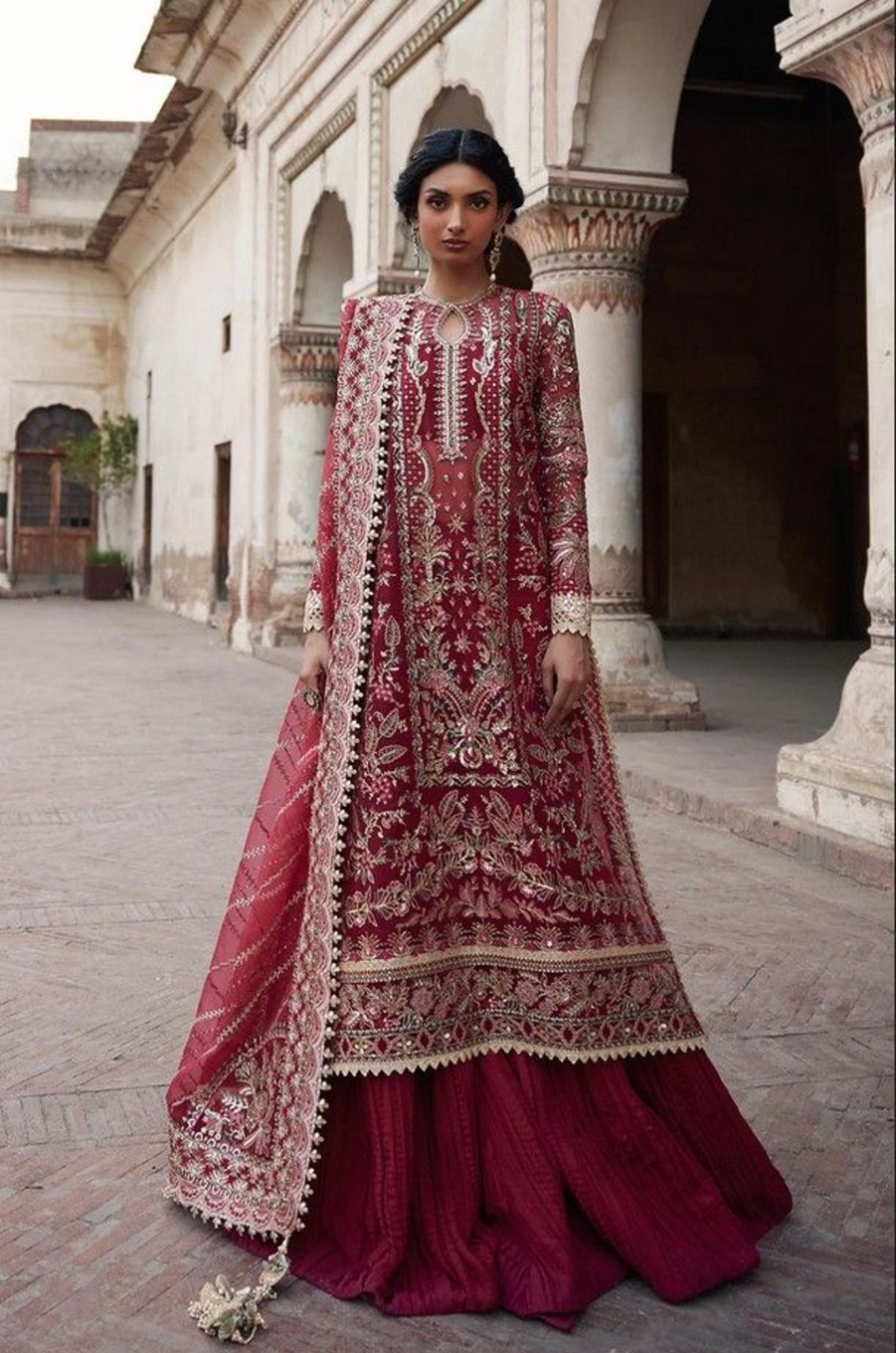 Salwar Kameez Afrozeh | Noor Jehan Embroidered Pakistani Gown