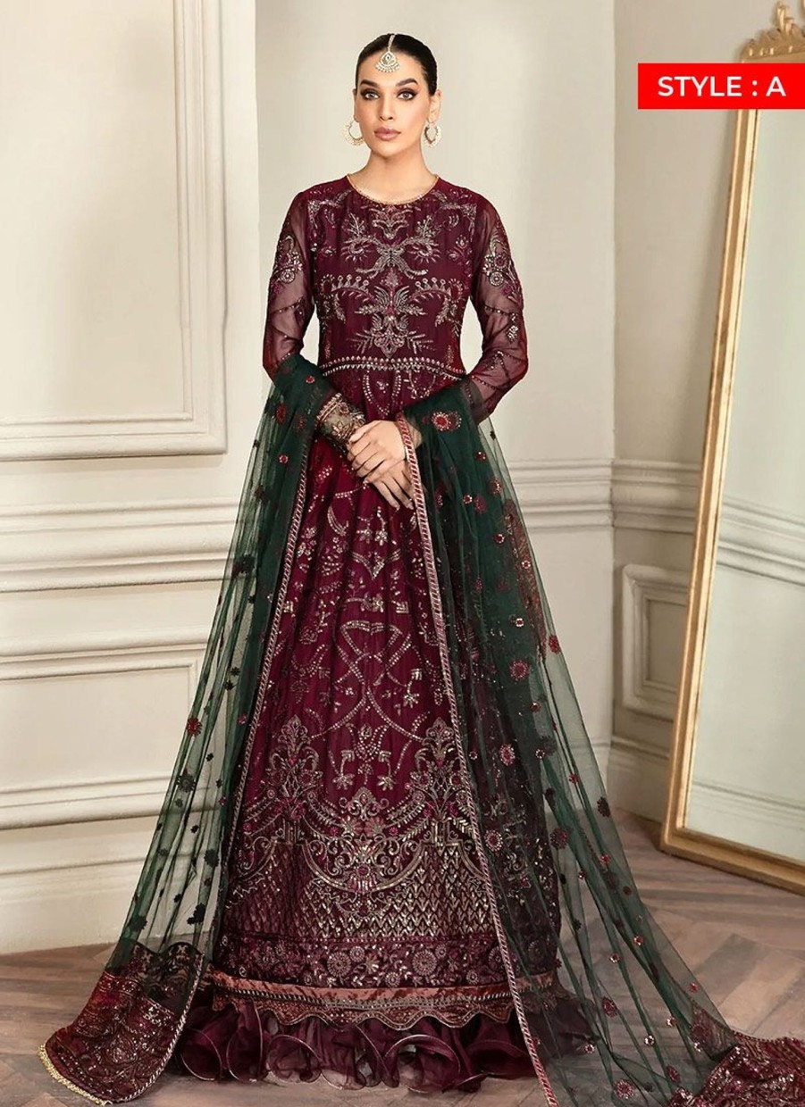 Salwar Kameez Zarif | Berry Wood Embroidered Pakistani Anarkali