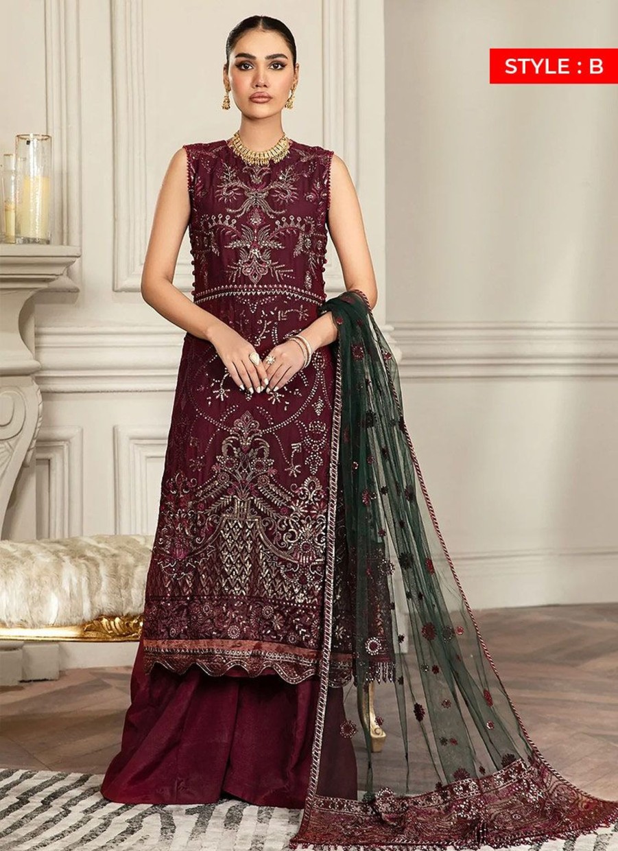 Salwar Kameez Zarif | Berry Wood Embroidered Pakistani Anarkali