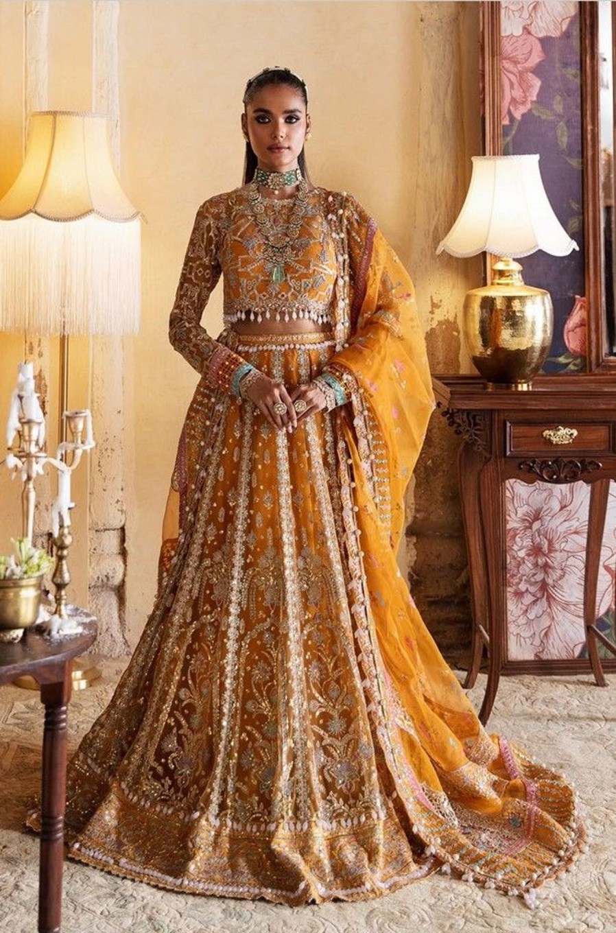 Lehengas Afrozeh | Kamila Embroidered Pakistani Lehenga