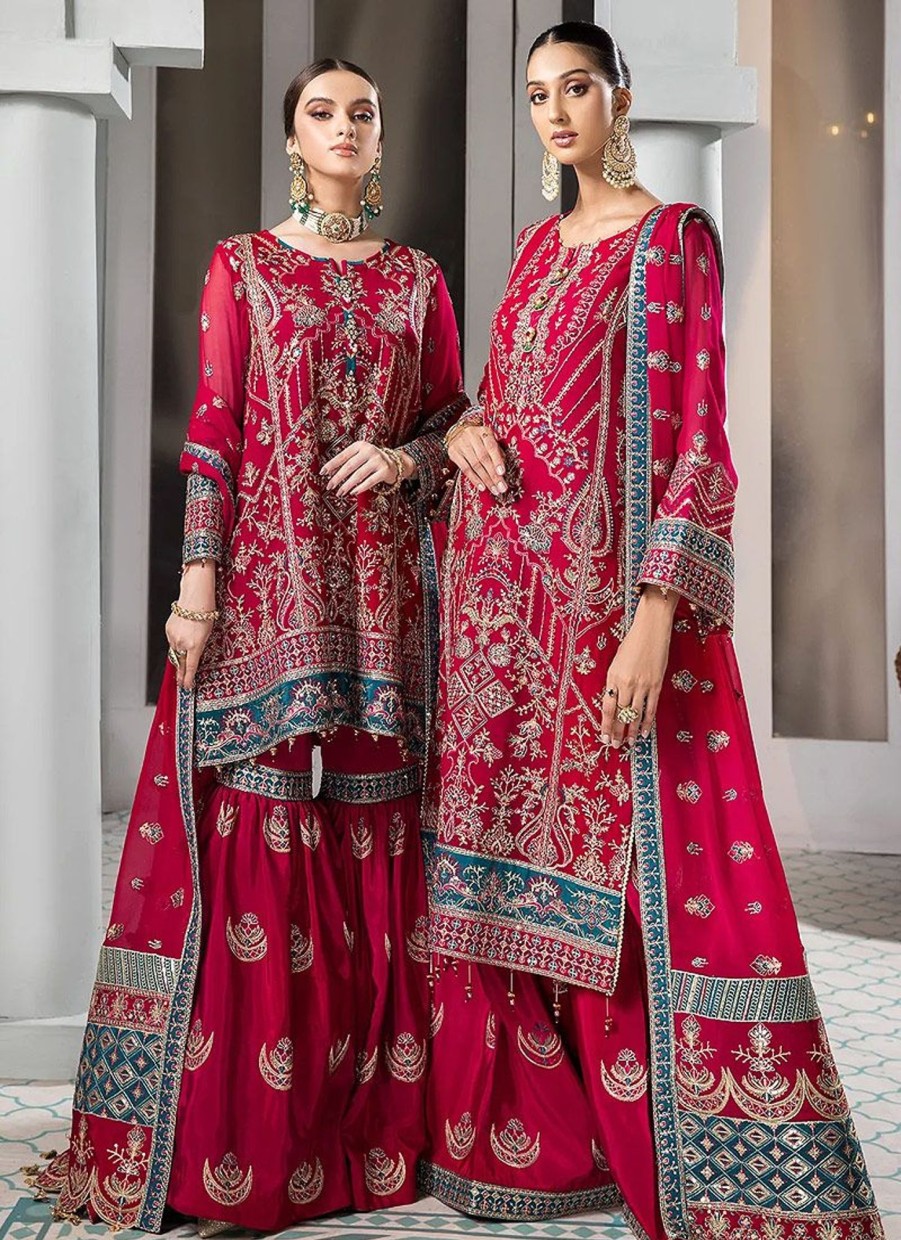 Salwar Kameez Alizeh | Darkash Embroidered Pakistani Gharara Suit/ Sharara Suit