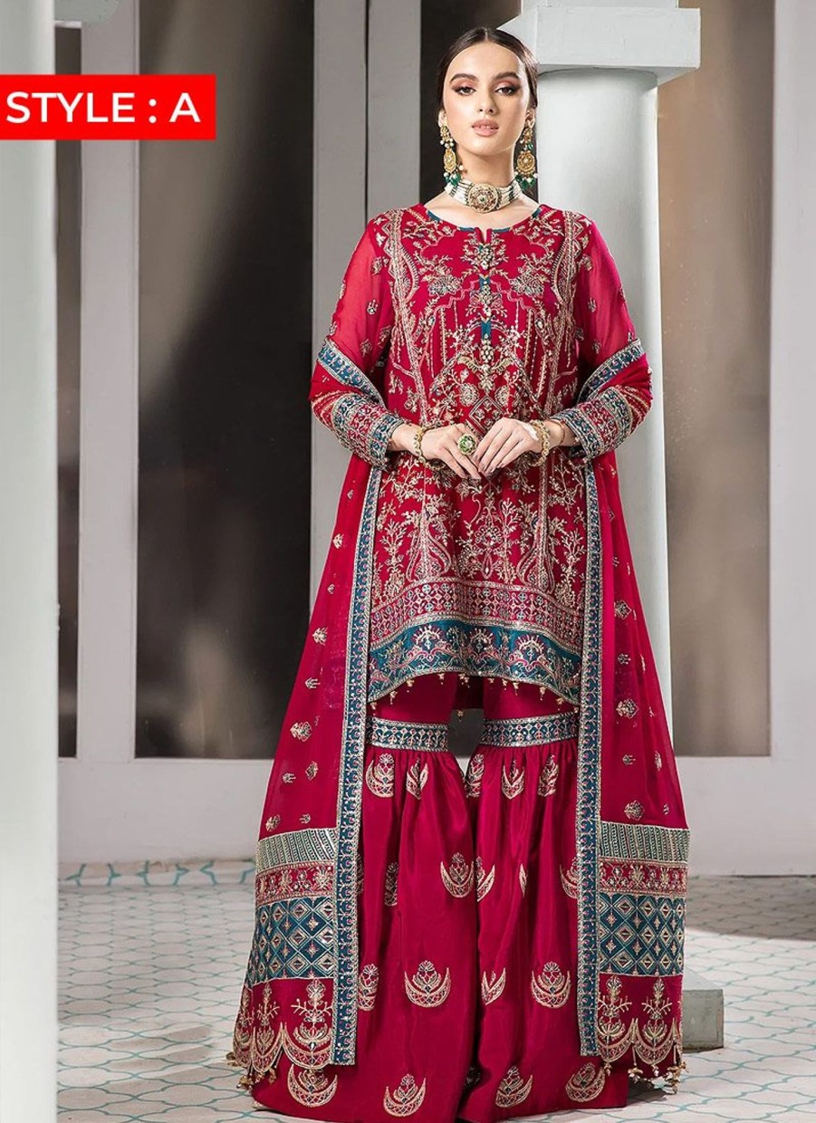 Salwar Kameez Alizeh | Darkash Embroidered Pakistani Gharara Suit/ Sharara Suit