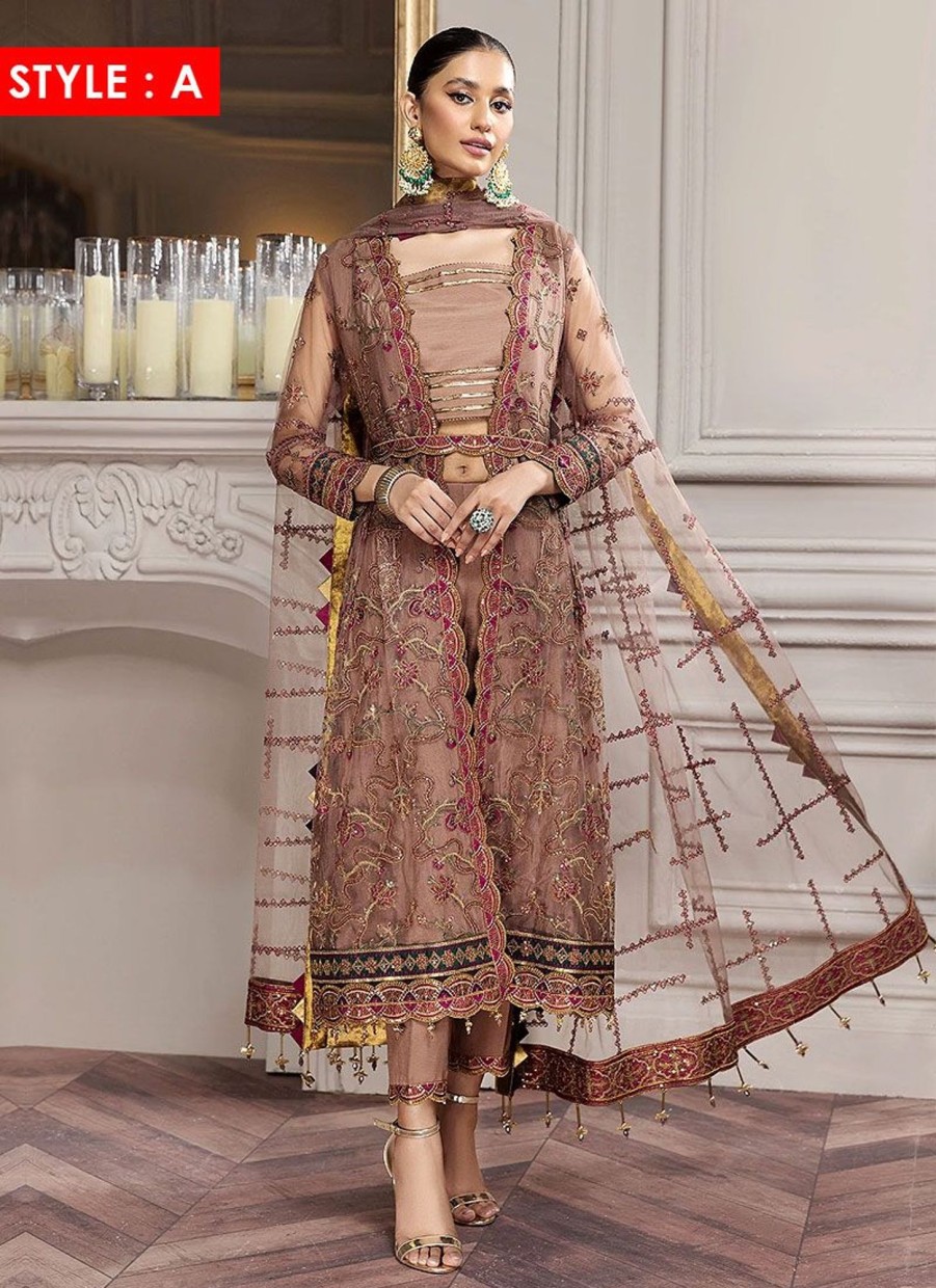 Salwar Kameez Alizeh | Meharma Embroidered Pakistani Anarkali/ Pant Suit