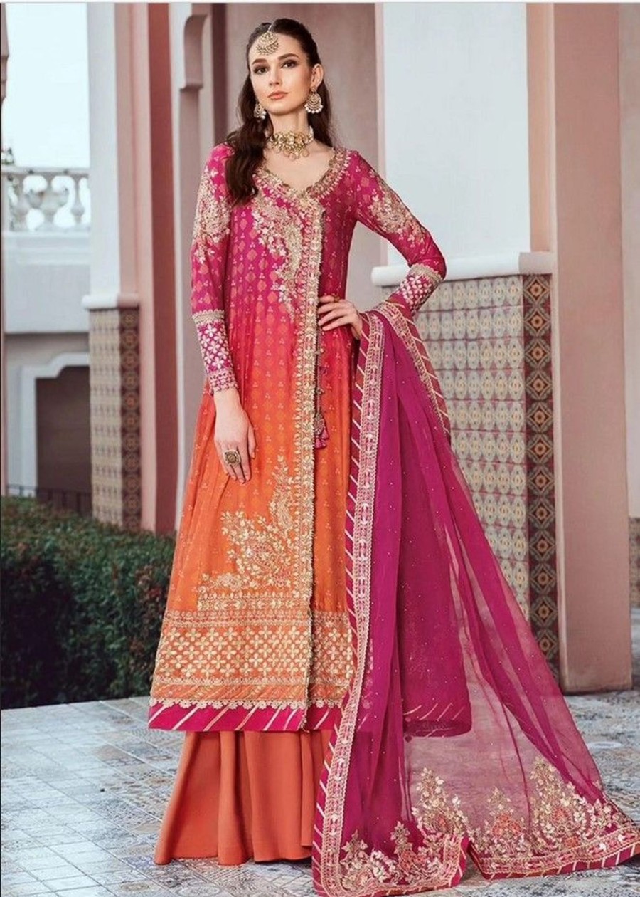 Salwar Kameez Maria.B | Fuchsia Pink Embroidered Pakistani Palazzo Suit