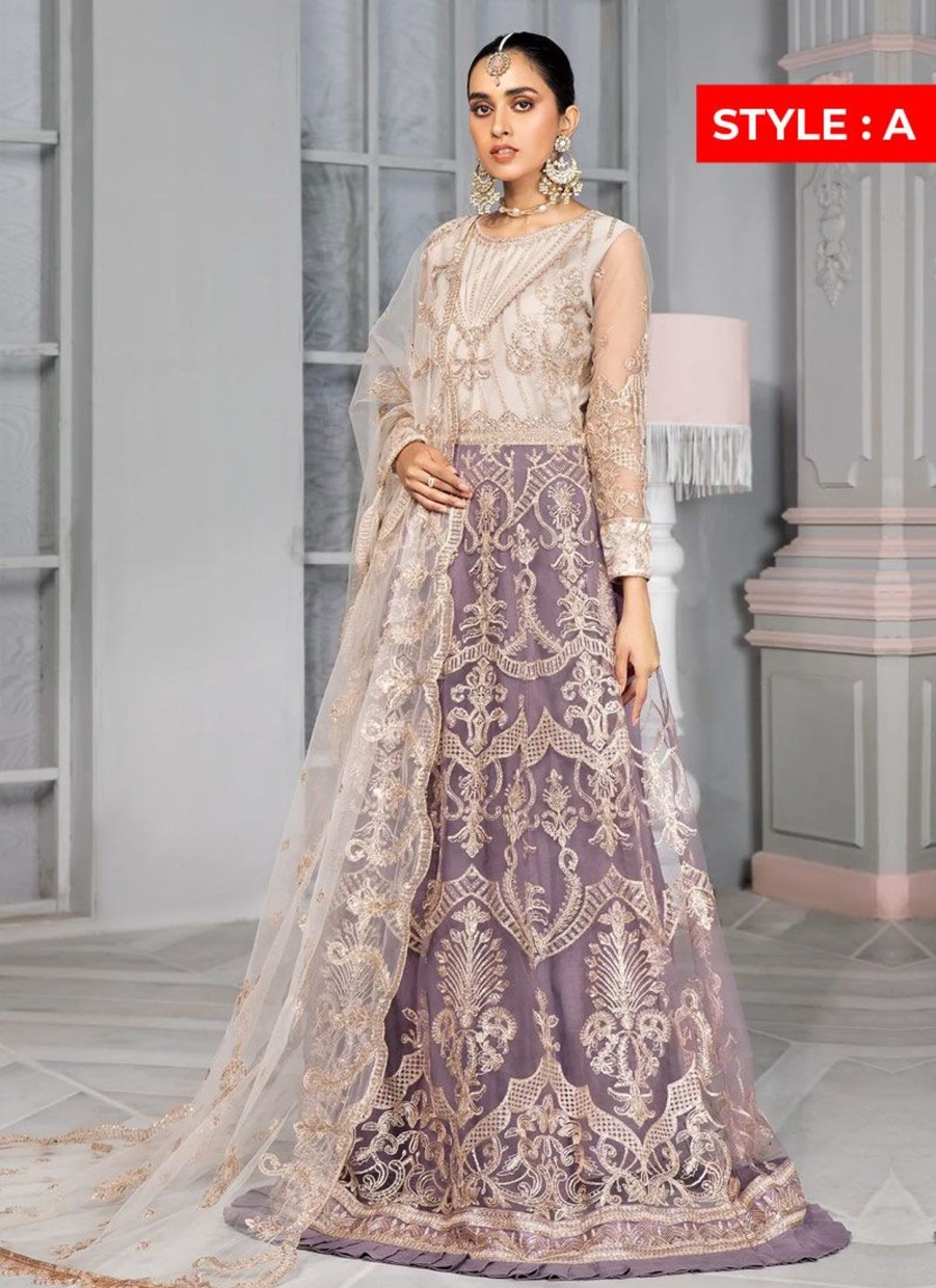 Salwar Kameez Zarif | Mauve Embroidered Pakistani Lehenga/ Gown