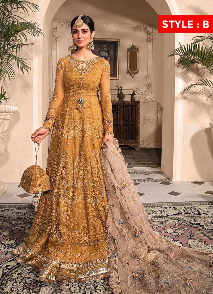 Salwar Kameez Maria.B | Mustard Embroidered Pakistani Salwar Kameez