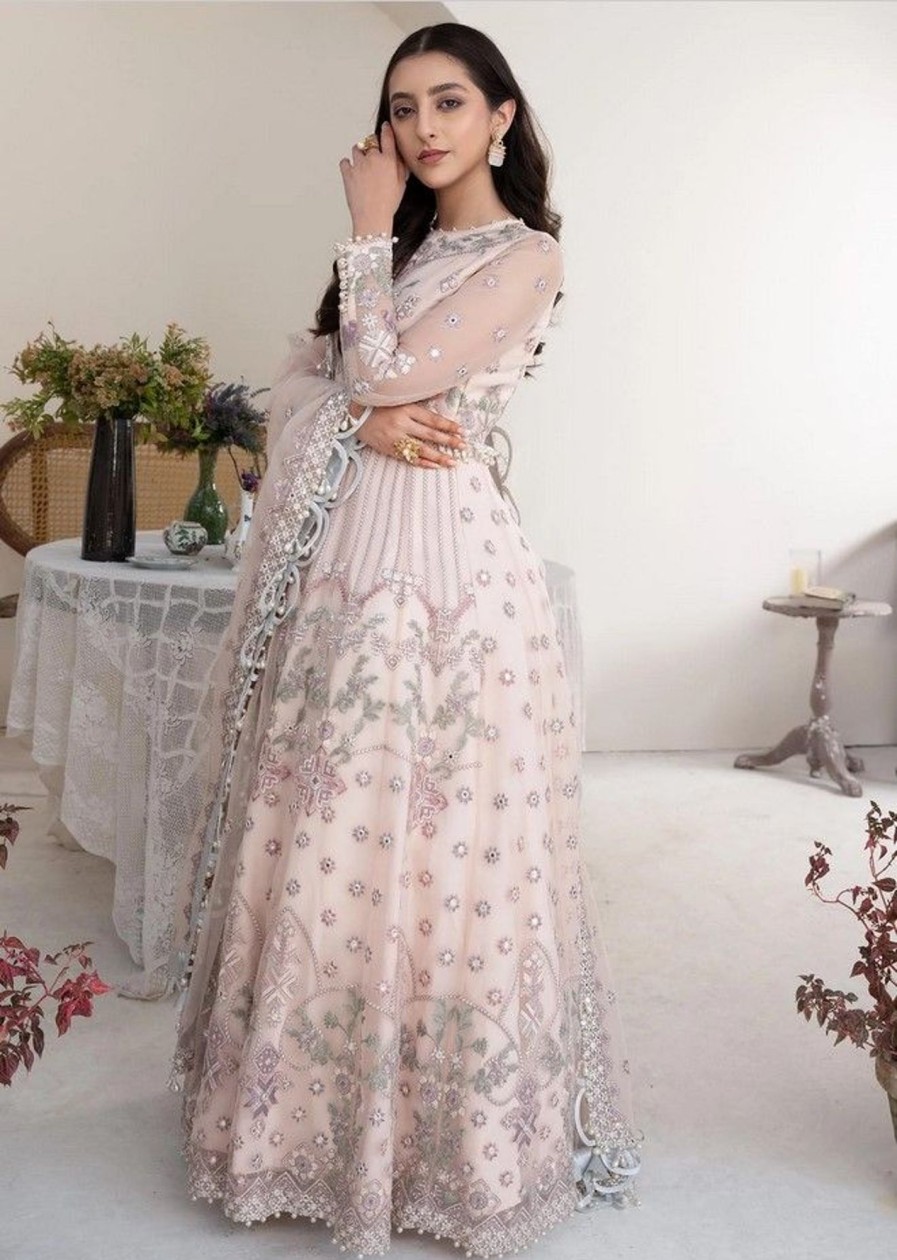 Salwar Kameez Meeral | Peach Cora Embroidered Pakistani Anarkali