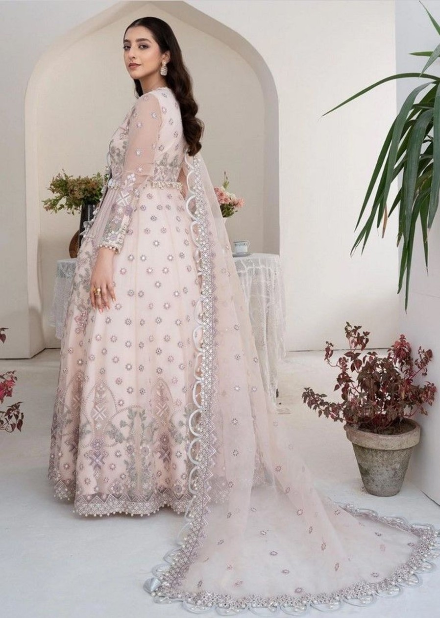 Salwar Kameez Meeral | Peach Cora Embroidered Pakistani Anarkali