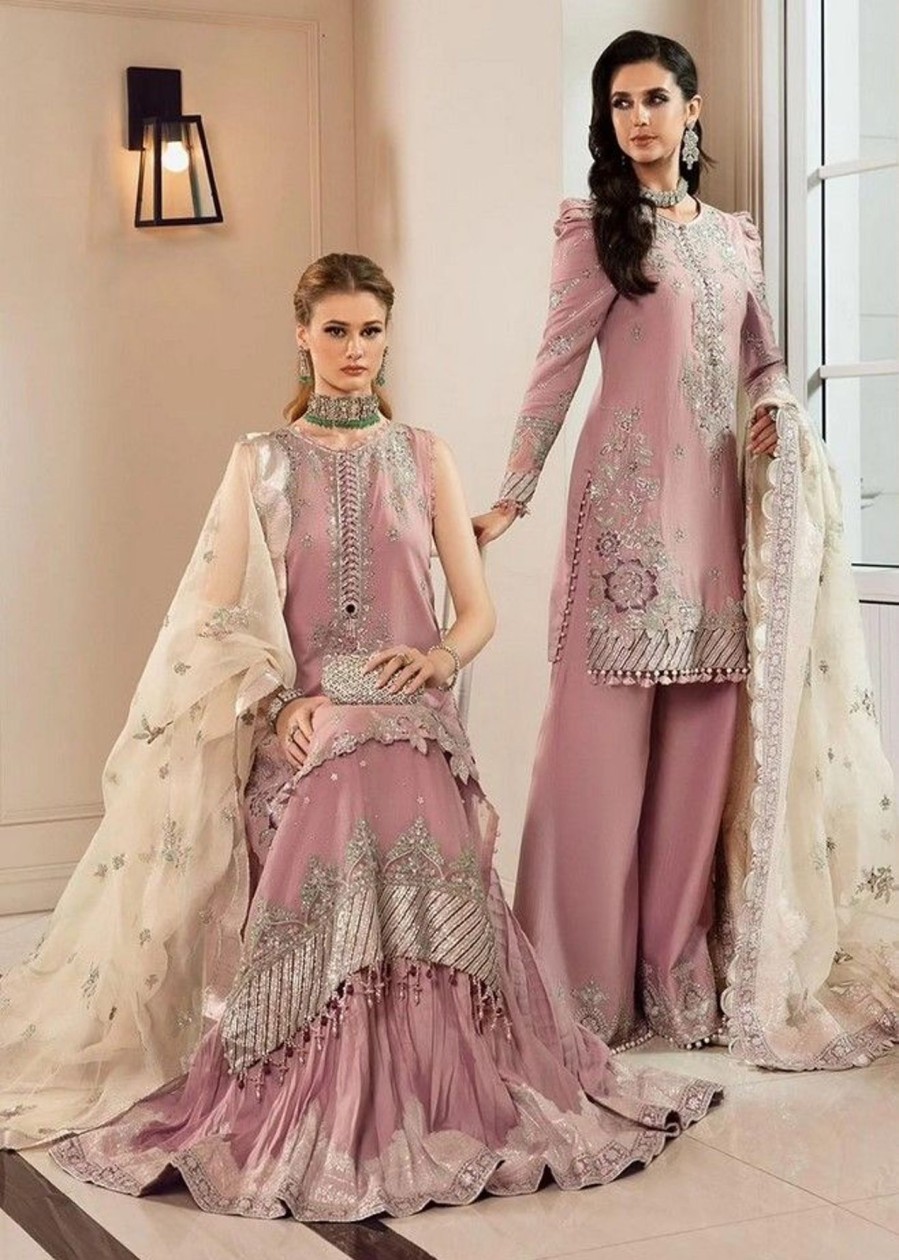 Salwar Kameez Maria.B | Mauve Embroidered Pakistani Palazzo Suit