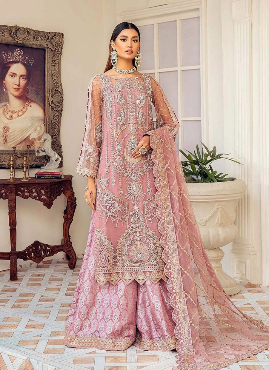 Salwar Kameez Akbar Aslam | Kunzite Embroidered Pakistani Palazzo Suit