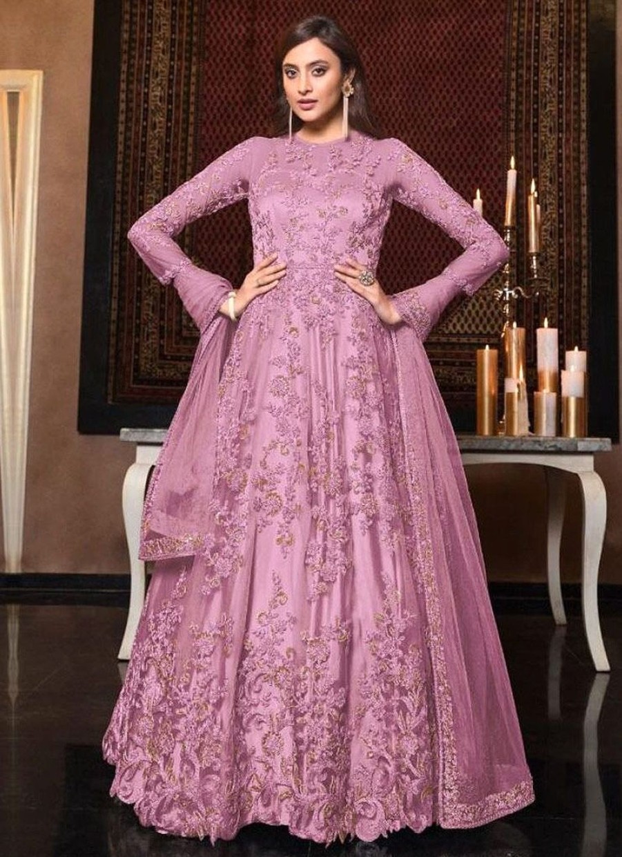 Salwar Kameez Vipul | Pink And Gold Embroidered Anarkali