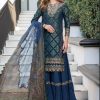 Salwar Kameez Maria.B | Blue Embroidered Pakistani Sharara Suit