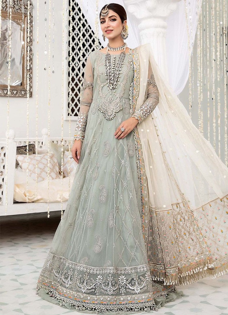 Salwar Kameez Maria.B | Pista Green Embroidered Pakistani Anarkali