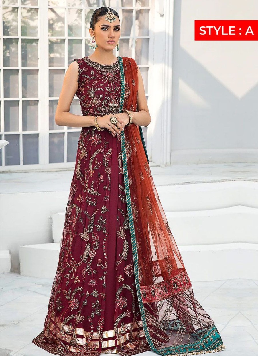 Lehengas Zarif | Rouche Embroidered Pakistani Lehenga/ Anarkali