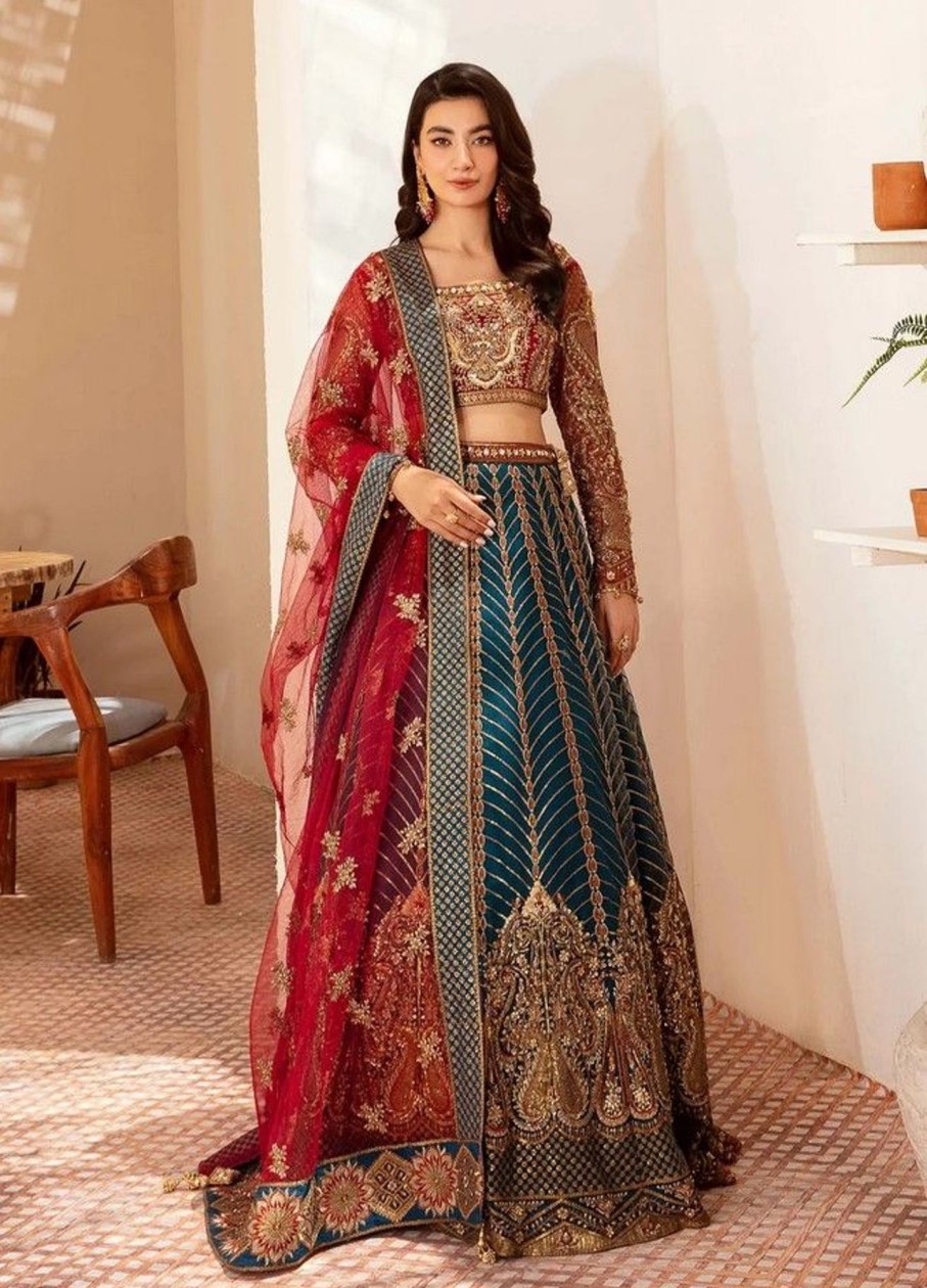 Lehengas Dastoor | Rani Embroidered Pakistani Lehenga