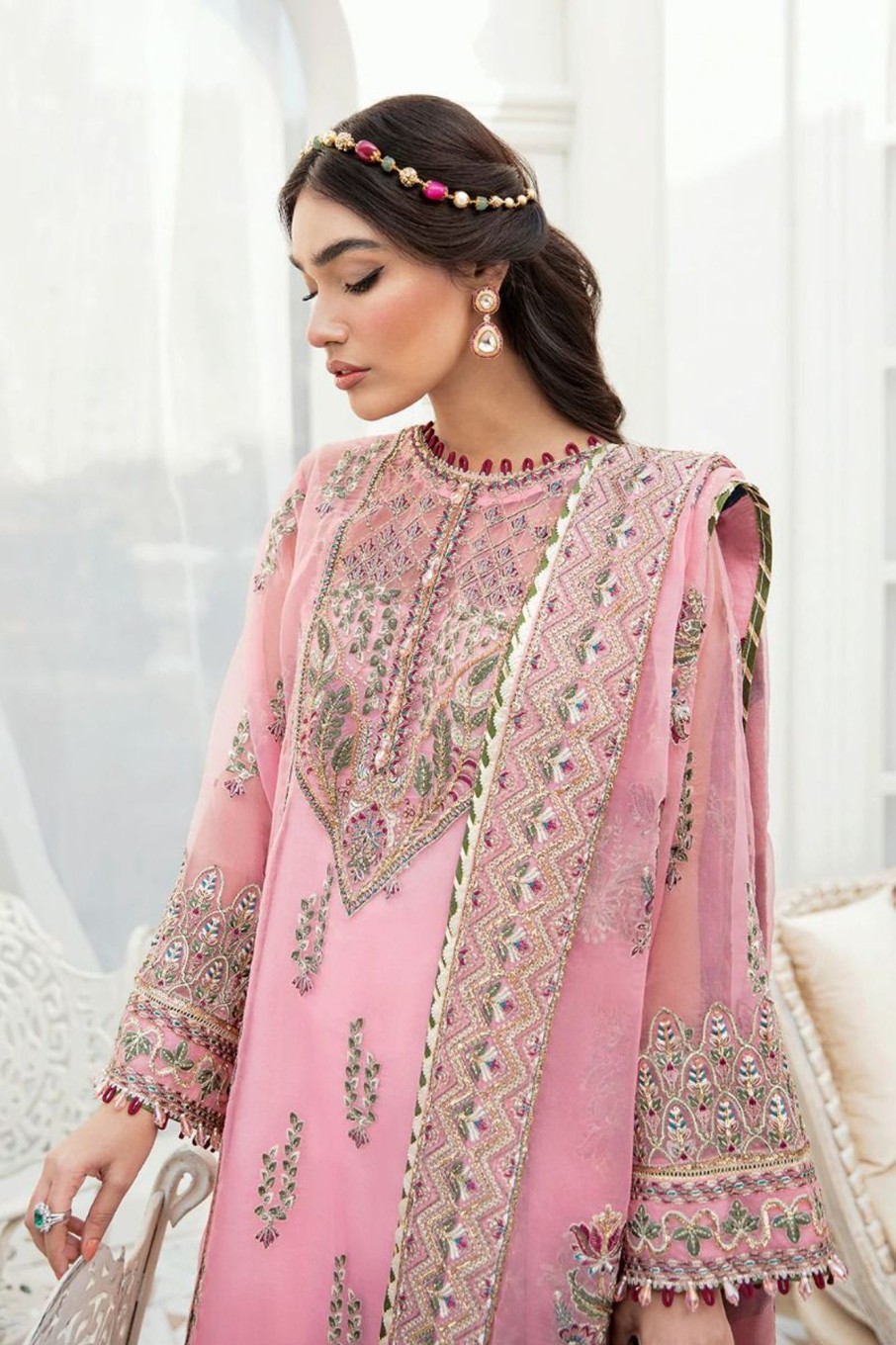 Salwar Kameez Afrozeh | Dusky Finch Embroidered Pakistani Palazzo Suit