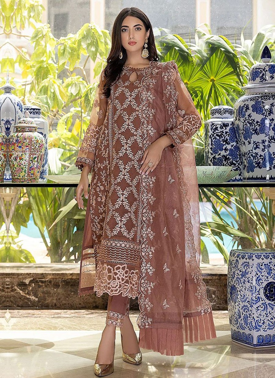 Salwar Kameez Azure | Glittery Rose Embroidered Pakistani Salwar Kameez