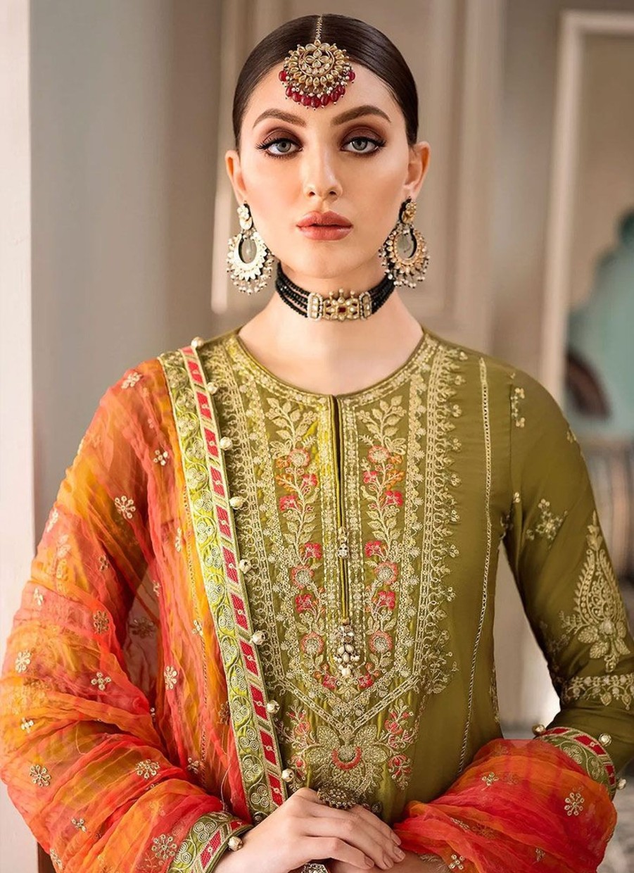 Salwar Kameez Maria.B | Lime Green Embroidered Pakistani Salwar Kameez