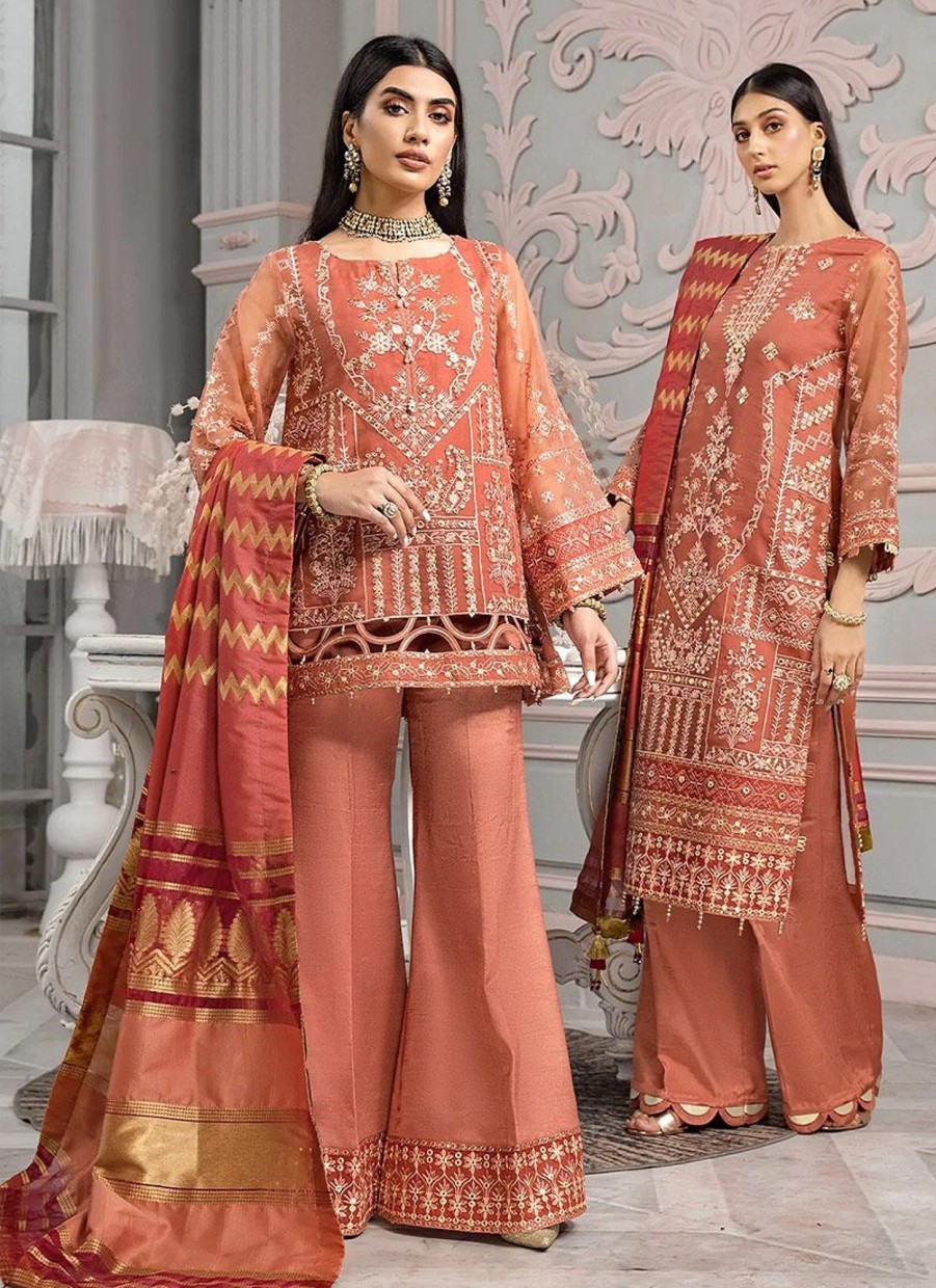 Salwar Kameez Alizeh | Naranj Embroidered Pakistani Palazzo Suit/ Sharara Suit