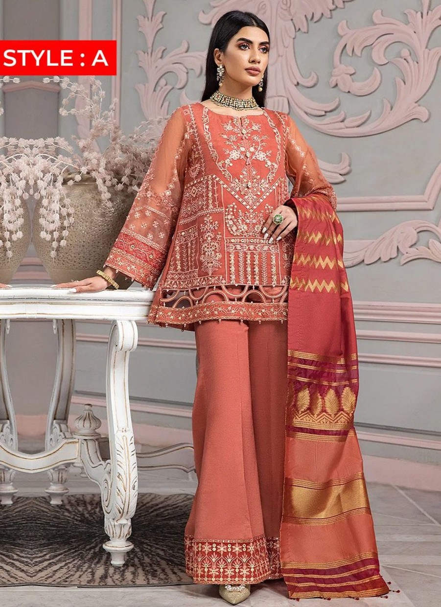 Salwar Kameez Alizeh | Naranj Embroidered Pakistani Palazzo Suit/ Sharara Suit