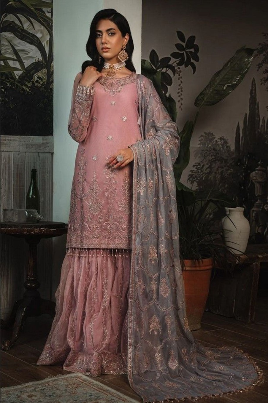 Salwar Kameez Zarif | Bloom Embroidered Pakistani Gharara Suit