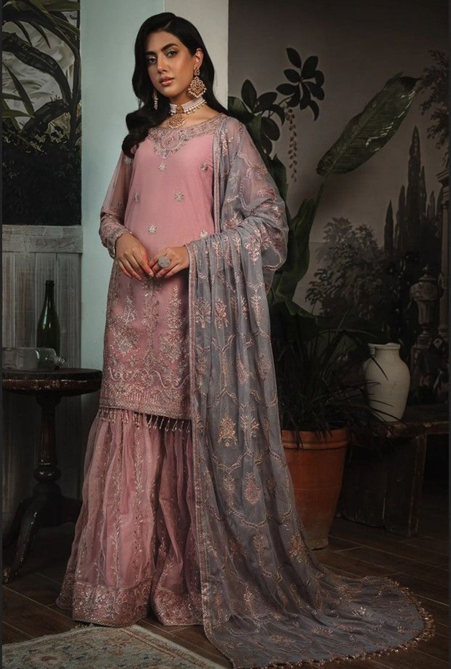 Salwar Kameez Zarif | Bloom Embroidered Pakistani Gharara Suit