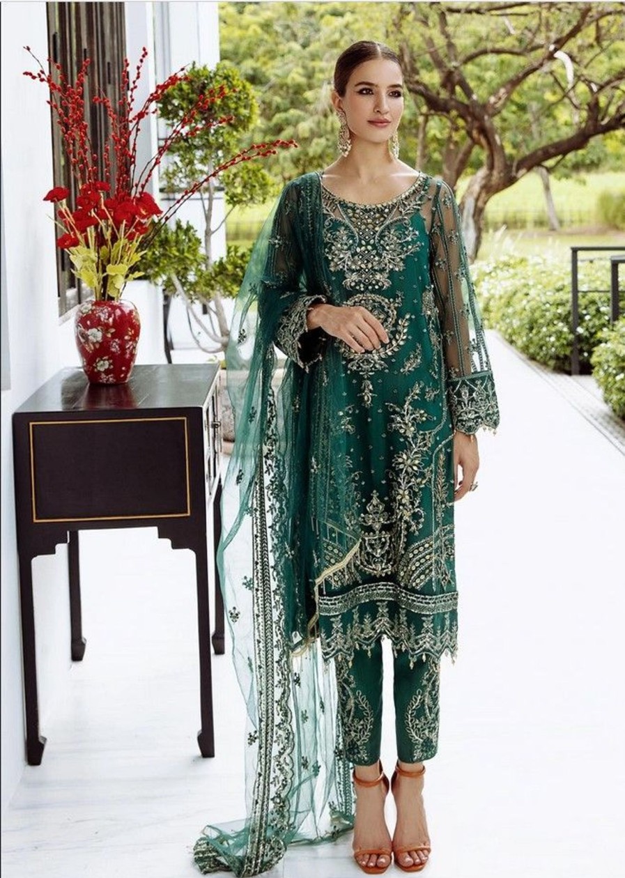 Salwar Kameez Meeral | Green Embroidered Pakistani Salwar Kameez